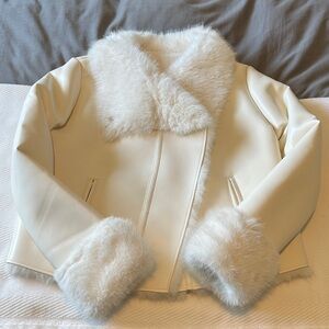 Rachel Parcell Ivory Faux Fur Women's Jacket - brand new with tags
